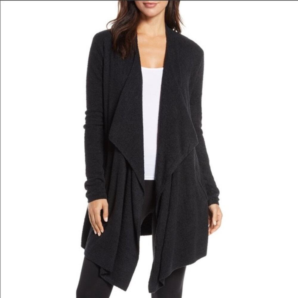 Barefoot Dreams Bamboo Chic Lite Black Waterfall Cardigan Sweater Size S/M